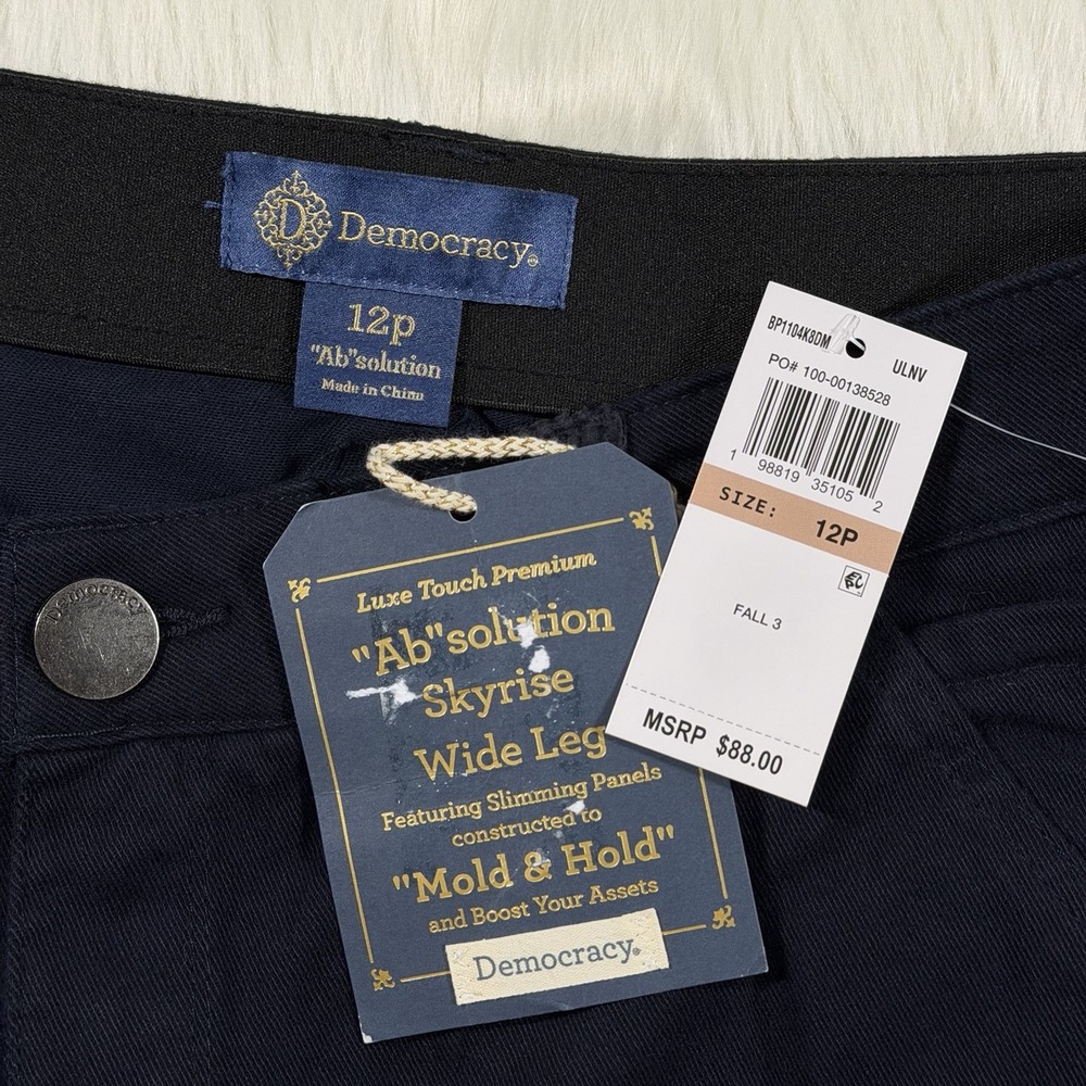 Democracy Women's Size 12 Petite Blue Skyrise Wide Leg Ab Solution Pant Jeans - Picture 5 of 9